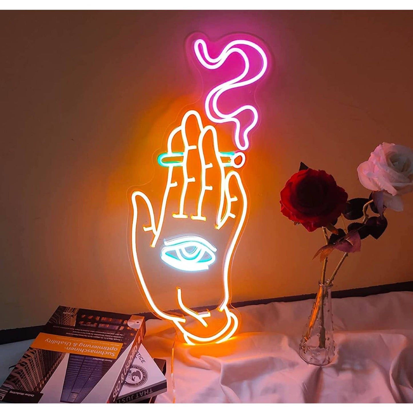 Enormous Bright All Seeing Eye in Hand LED Night Light Room Wall Art Decoration