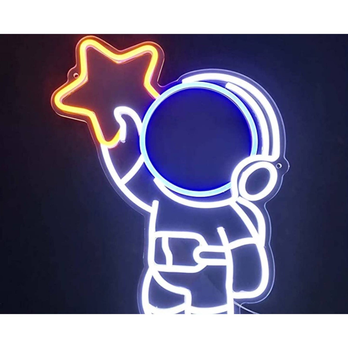 Cute Baby Astronaut Catching a Star LED Night Light Sign Room Wall Decoration