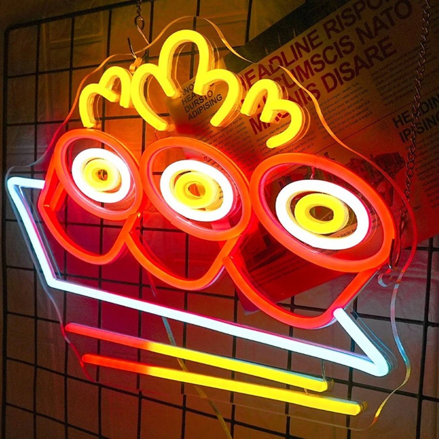 Tasty Bright Red / Yellow Sushi & Chopsticks LED Night Light Chinese Food Wall
