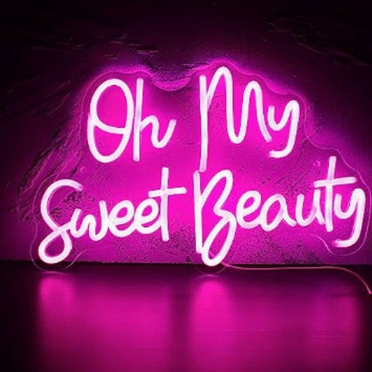 Lovely Bright Pink “Oh My Sweet Beauty” LED Night Light Love Room Wall Decor