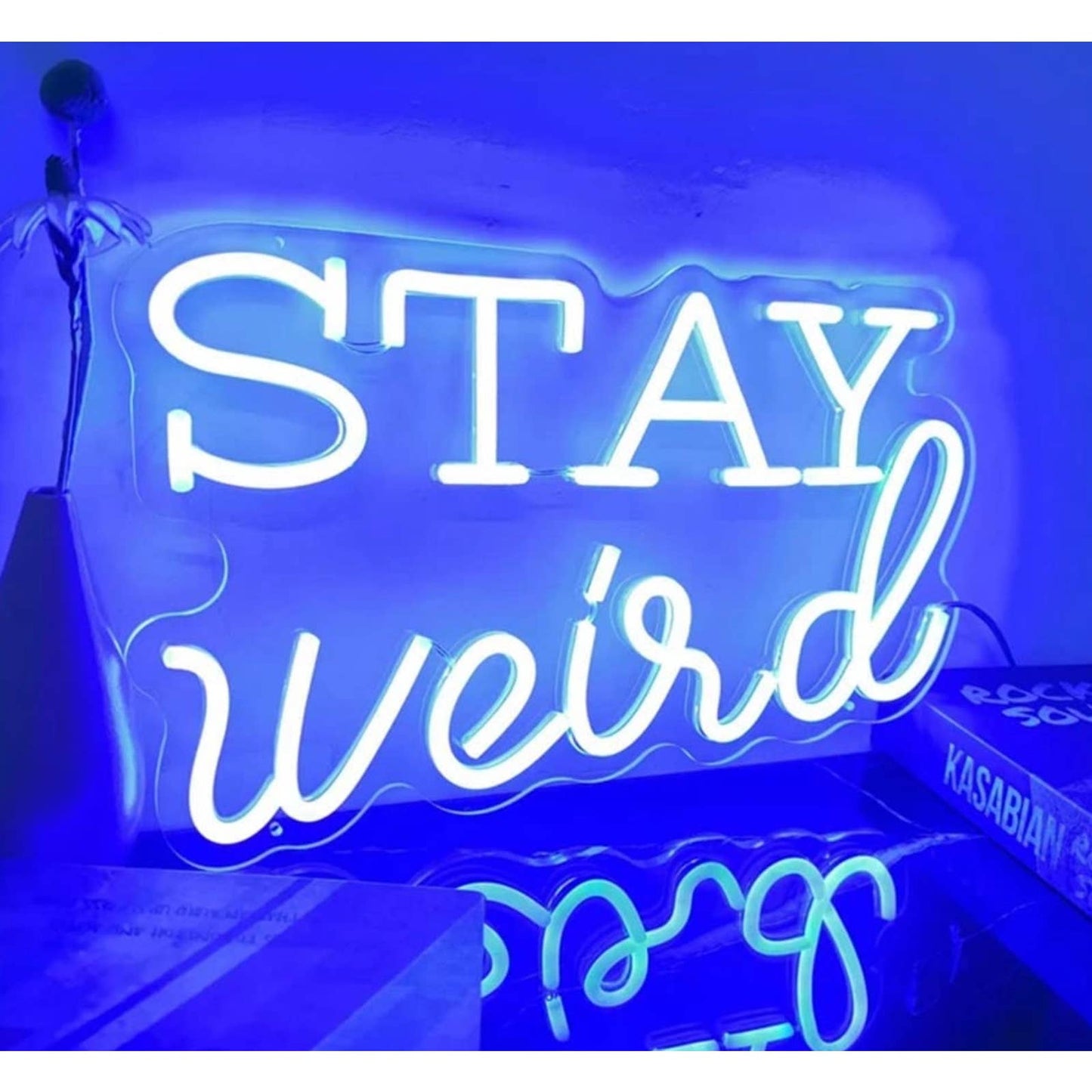 Fun Bright Blue “Stay Weird” LED Night Light Room Wall Decoration