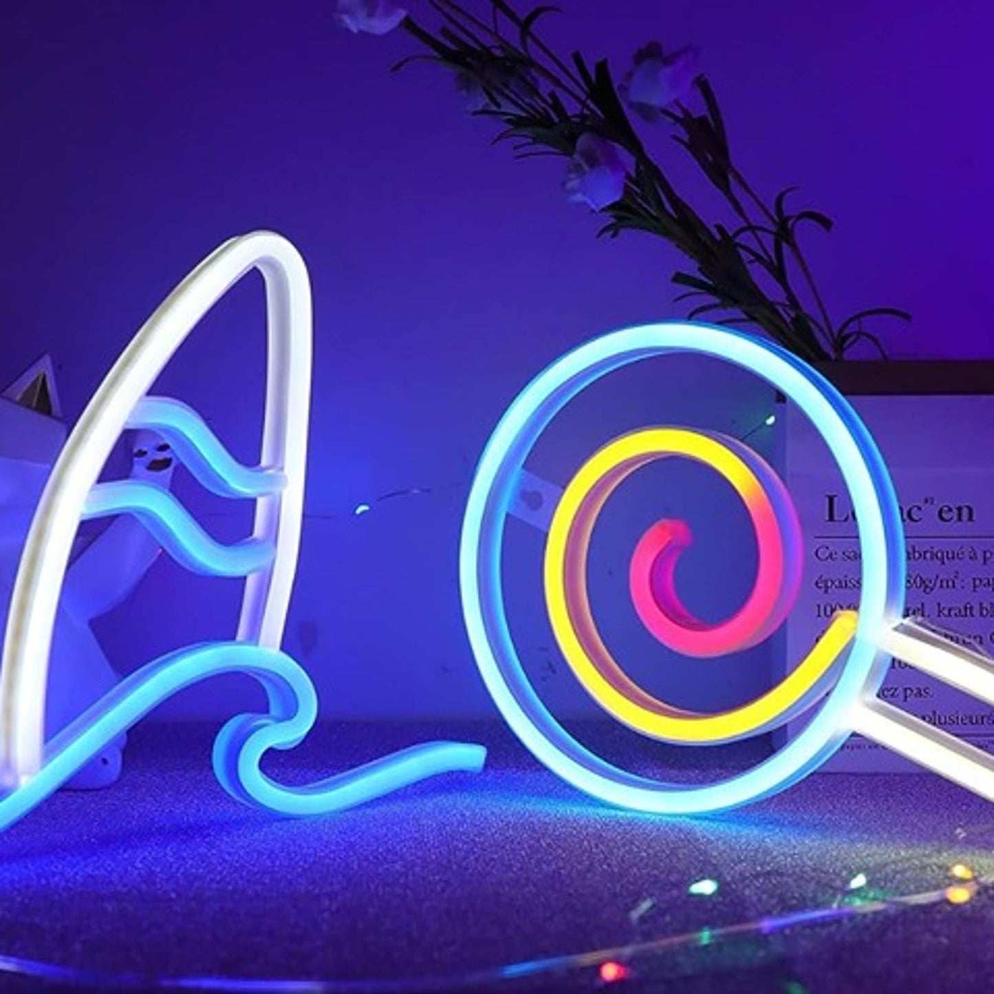 Fun Bright Blue Ocean Wave Surf Board & Lollipop LED Light Room Wall Decor