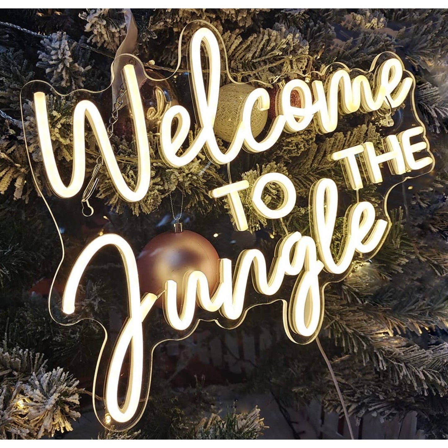 Vivid Bright White “Welcome Come to Jungle” LED Night Light Room Wall Decor