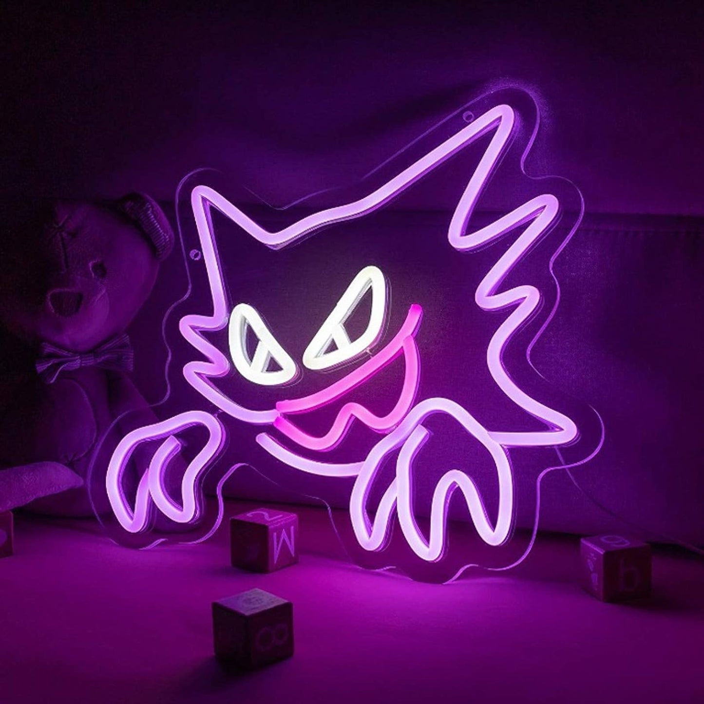 Fun Vivid Bright Purple Haunter Pokemon LED Night Light Gengar Gastly Evolution