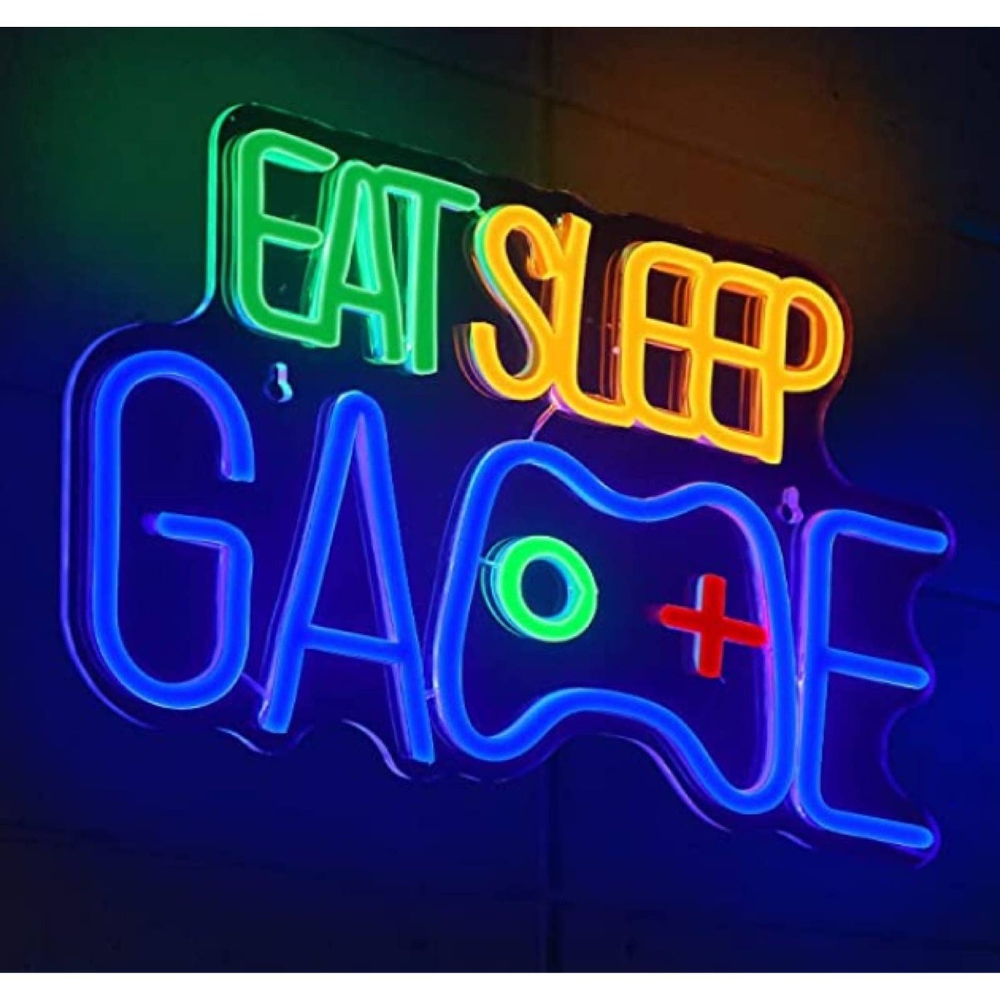 Fun Bright Green Gamer & Eat Sleep Game LED Night Light Game Room Bundle Set