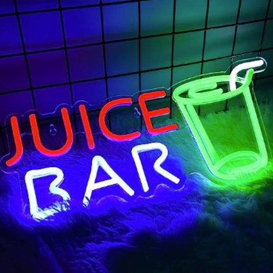 Lovely Bright Colorful Juice Bar LED Night Light Store Shop Sign Decoration