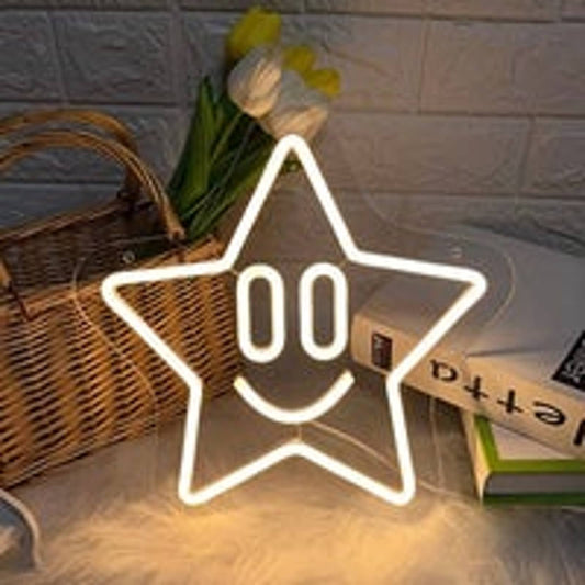 Lovely Simple Bright Smiley Face Star LED Night Light Room Wall Decoration