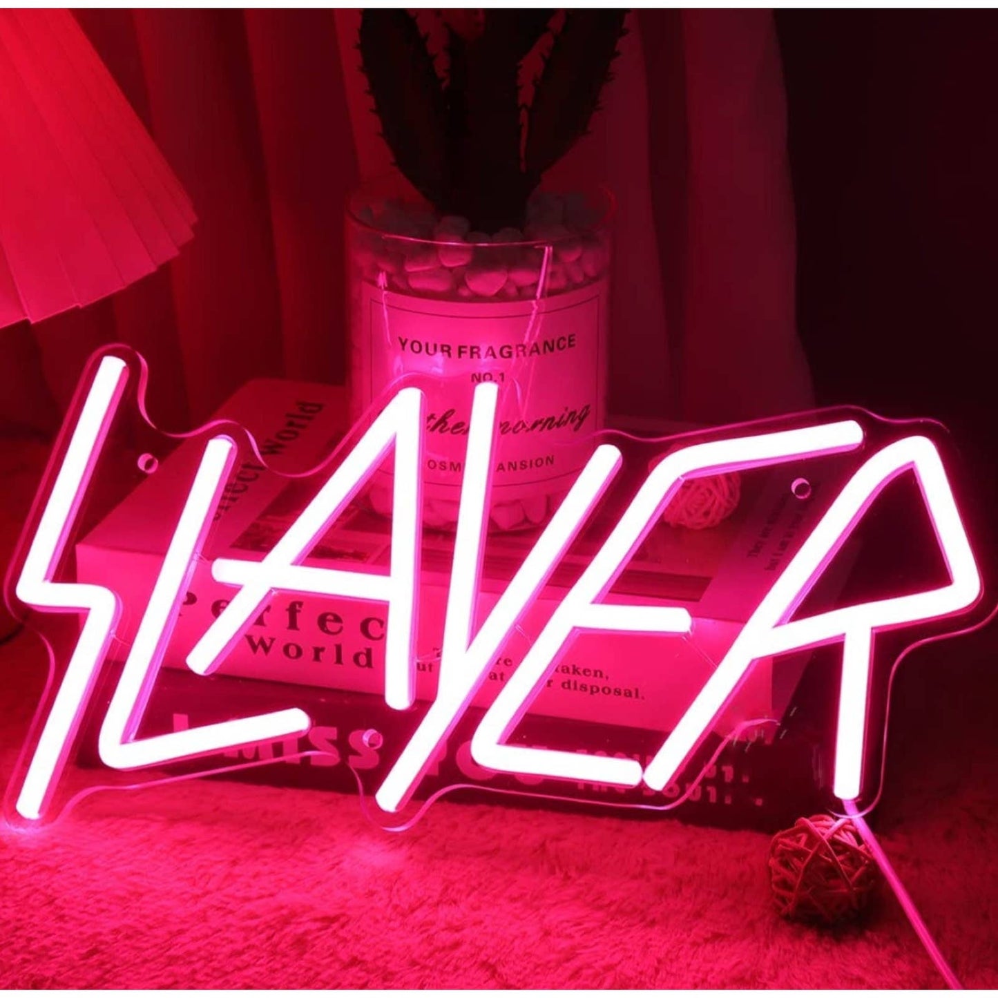 Bright Pink Slayer Metal Rock Music Band LED Night Light Concert Decoration
