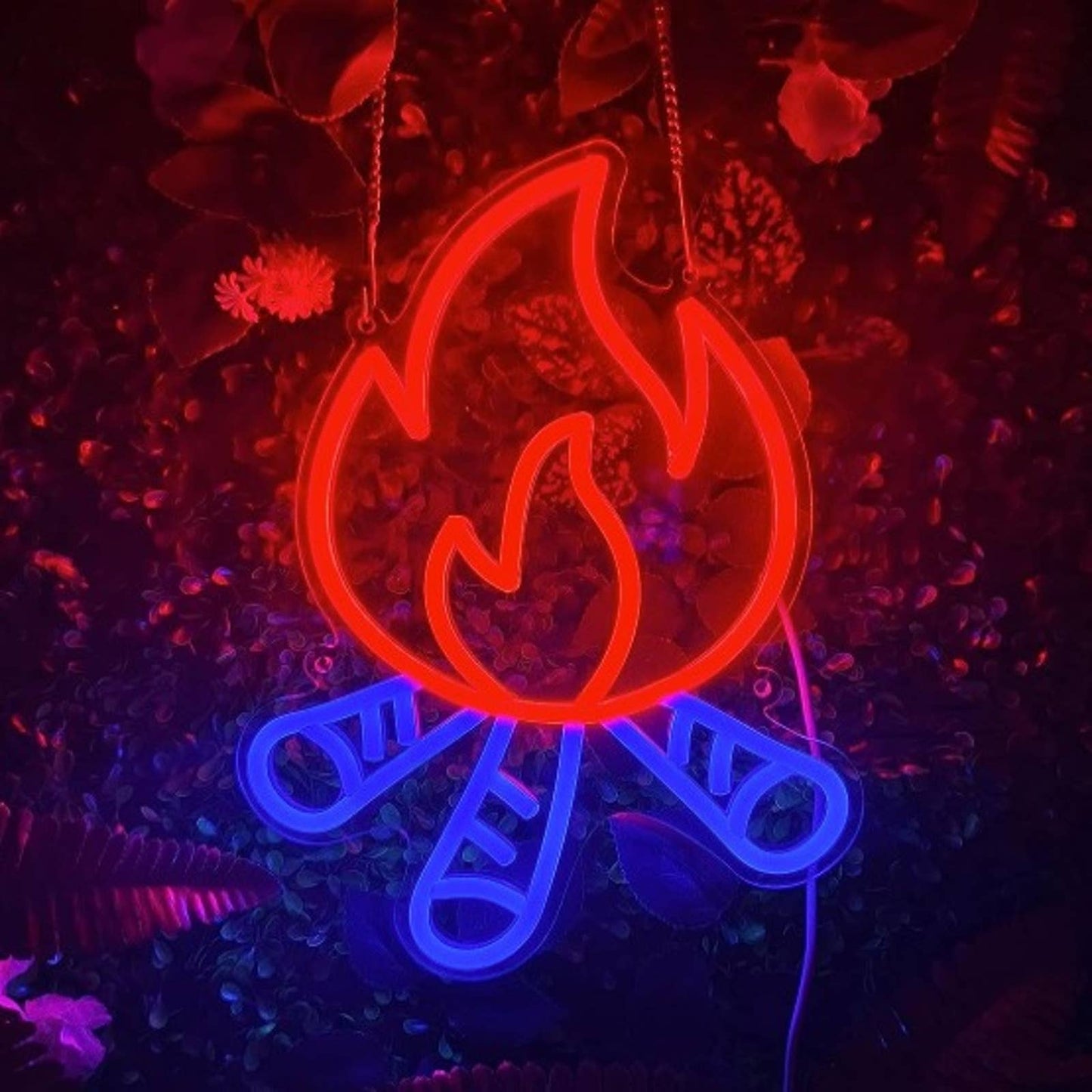 Fun Vivid Bright Red Camp Fire LED Night Light Room Wall Decoration