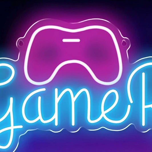 Fun Bright Blue / Pink Girl Gamer Controller LED Night Light Room Wall Decor