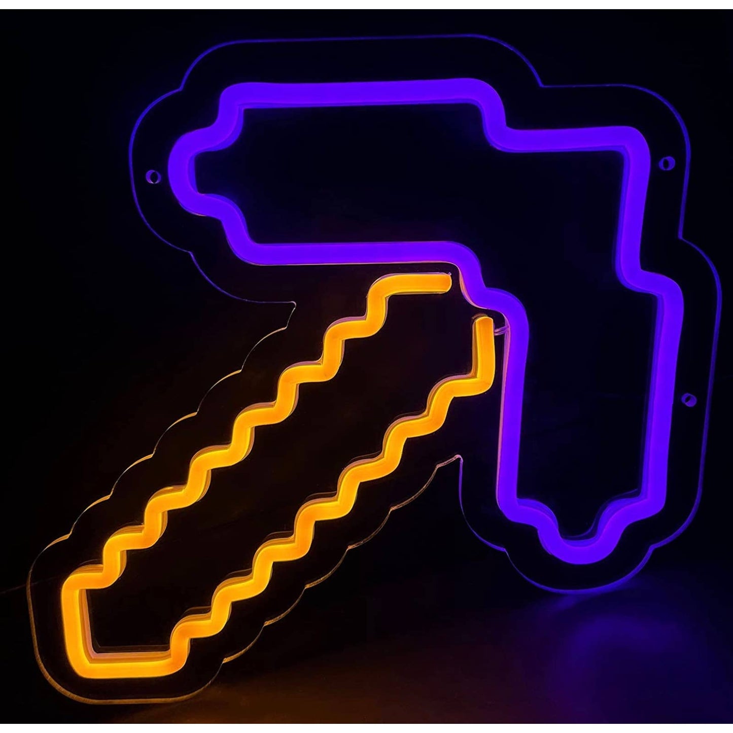 Fun Bright Mine Craft Pickaxe LED Night Light Room Wall Video Game Decoration