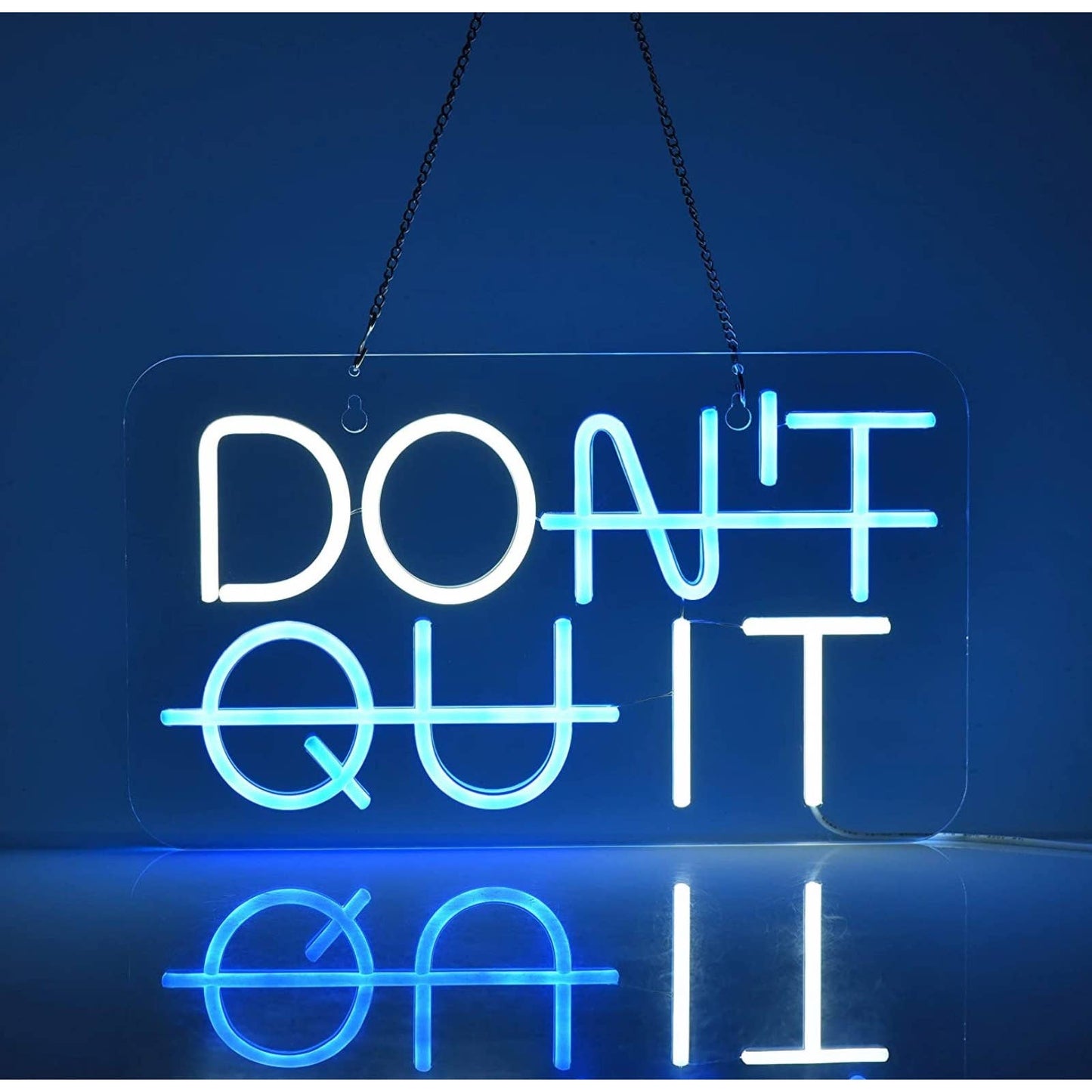 Bright Blue / White DON’T QUIT LED Night Light Motivation Decoration
