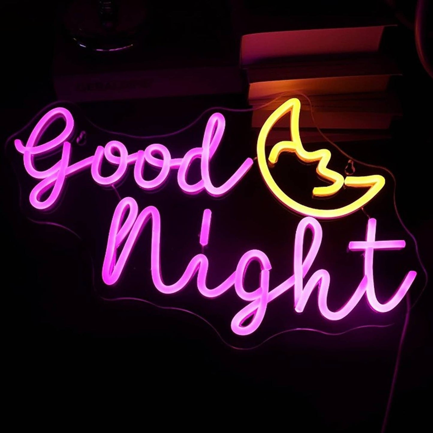 Adorable Vivid Bright Pink Good Night Moon LED Night Light Room Wall Decoration