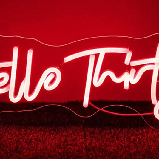 Bright Simple Red Hello Thirty LED Night Light Party Sign Room Wall Decor