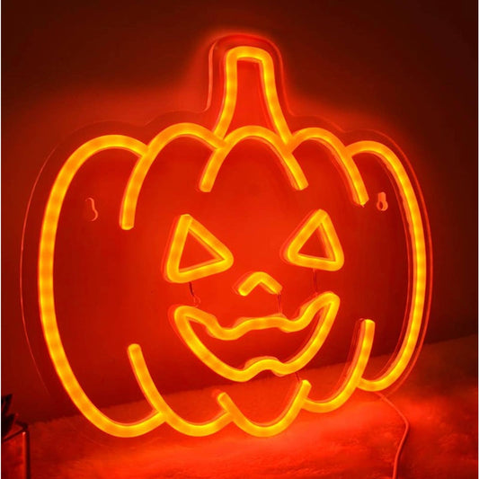 Vivid Bright Orange Spooky JackoLantern Pumpkin LED Light Halloween Decor