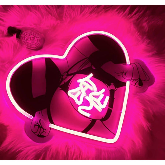 Fun Bright Hot Pink “Eat Me” Heart LED Night Light Room Wall Decoration