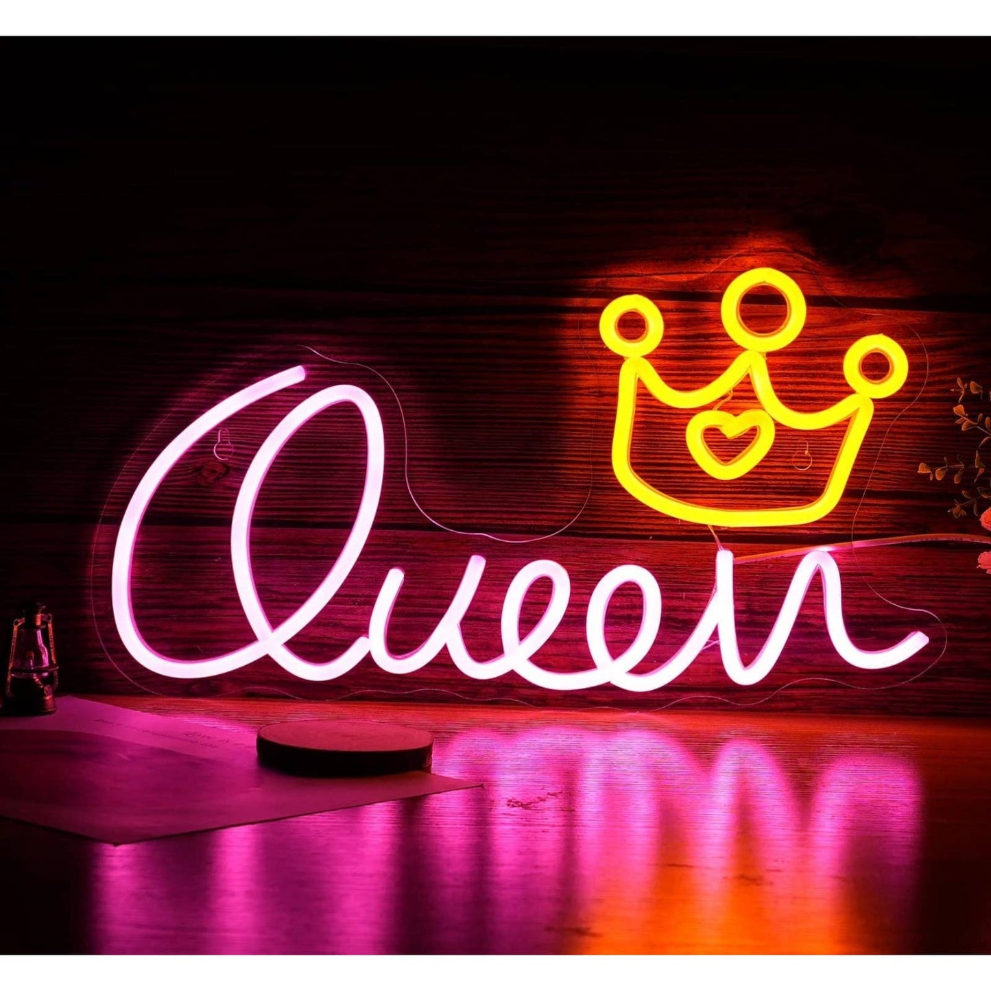 Lovely Vivid Bright Queen Heart Crown LED Night Light Room Wall Decoration