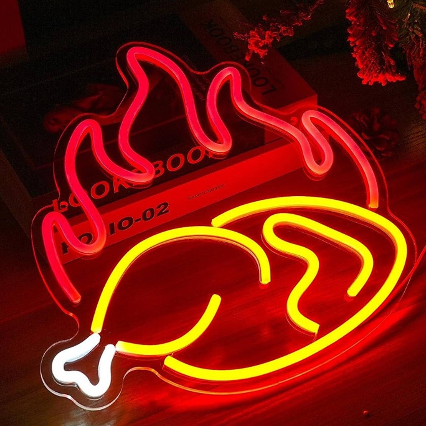 Tasty Bright Hot Fire Roast Turkey LED Light Kitchen Restaurant Wall Decor