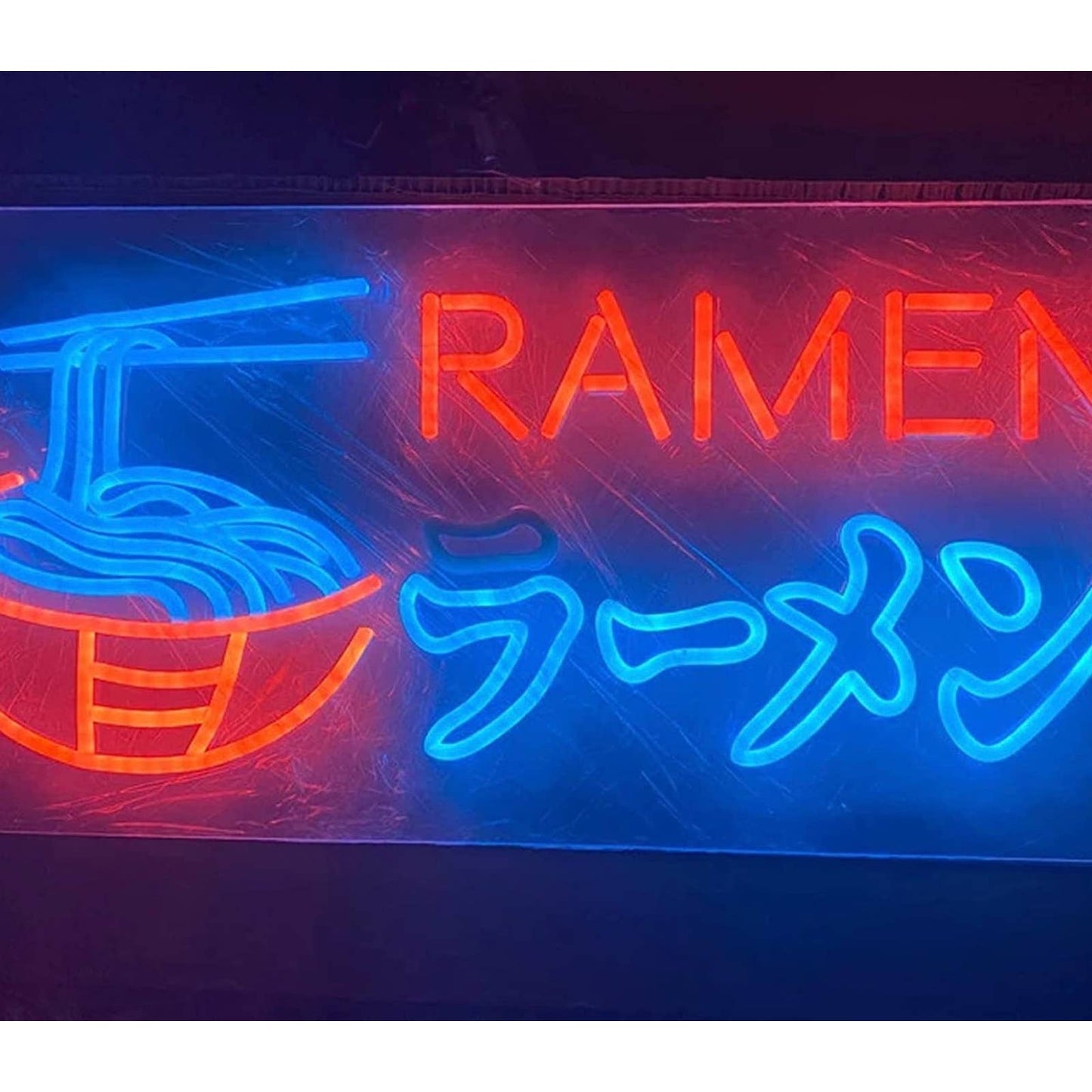 Vivid Bright Red Blue Japanese Ramen Noodles LED Night Light Sign