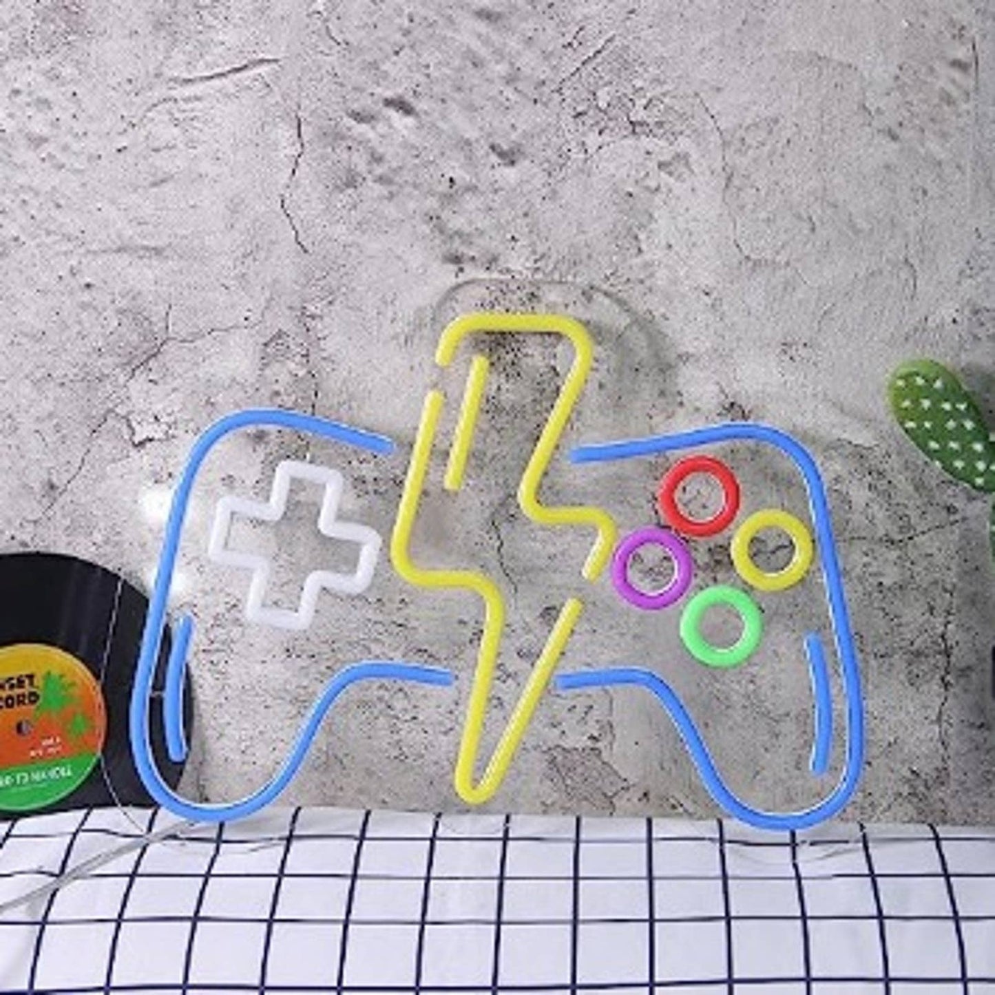 Fun Vivid Bright Blue Lightning Bolt Game Controller LED Night Light Gamer Decor