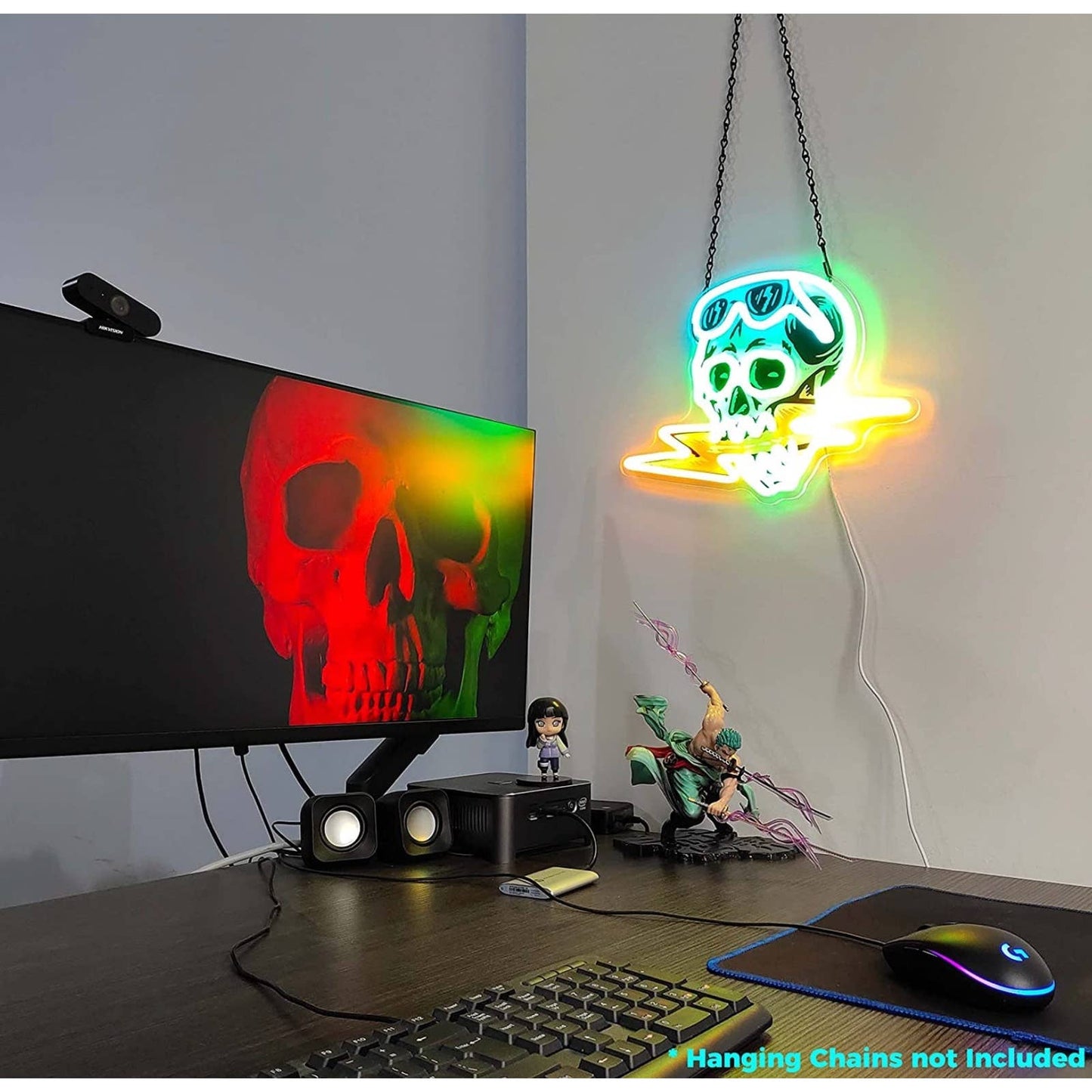 Fun Bright Green Skull Lighting Sunglasses LED Night Light Room Wall Decoration