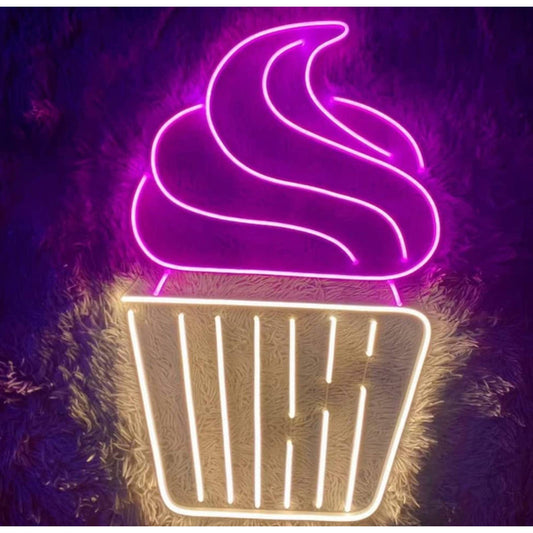 Lovely Tasty Bright Pink Icing Cupcake LED Night Light Room Wall Decoration
