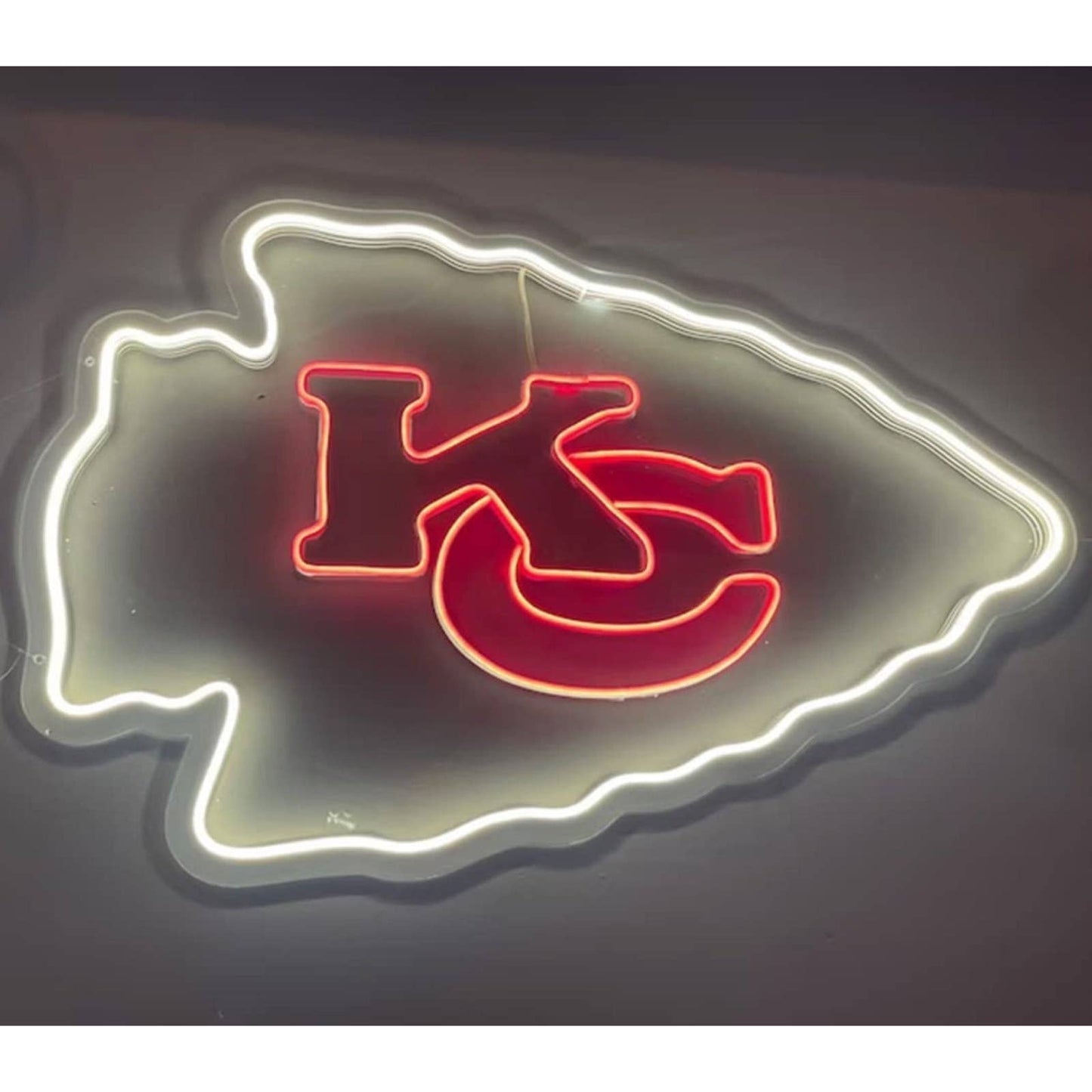 Bright Red & White Kansas City Chiefs Football Team LED Neon Sports Light