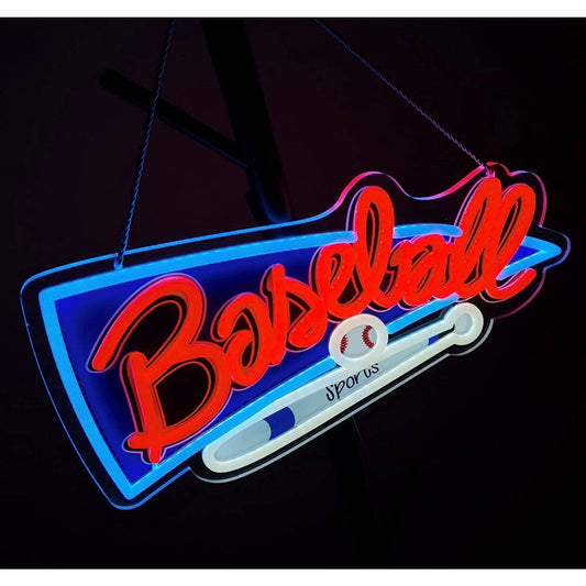 Fun Bright Colorful Baseball LED Night Light Sign Room Wall Decoration