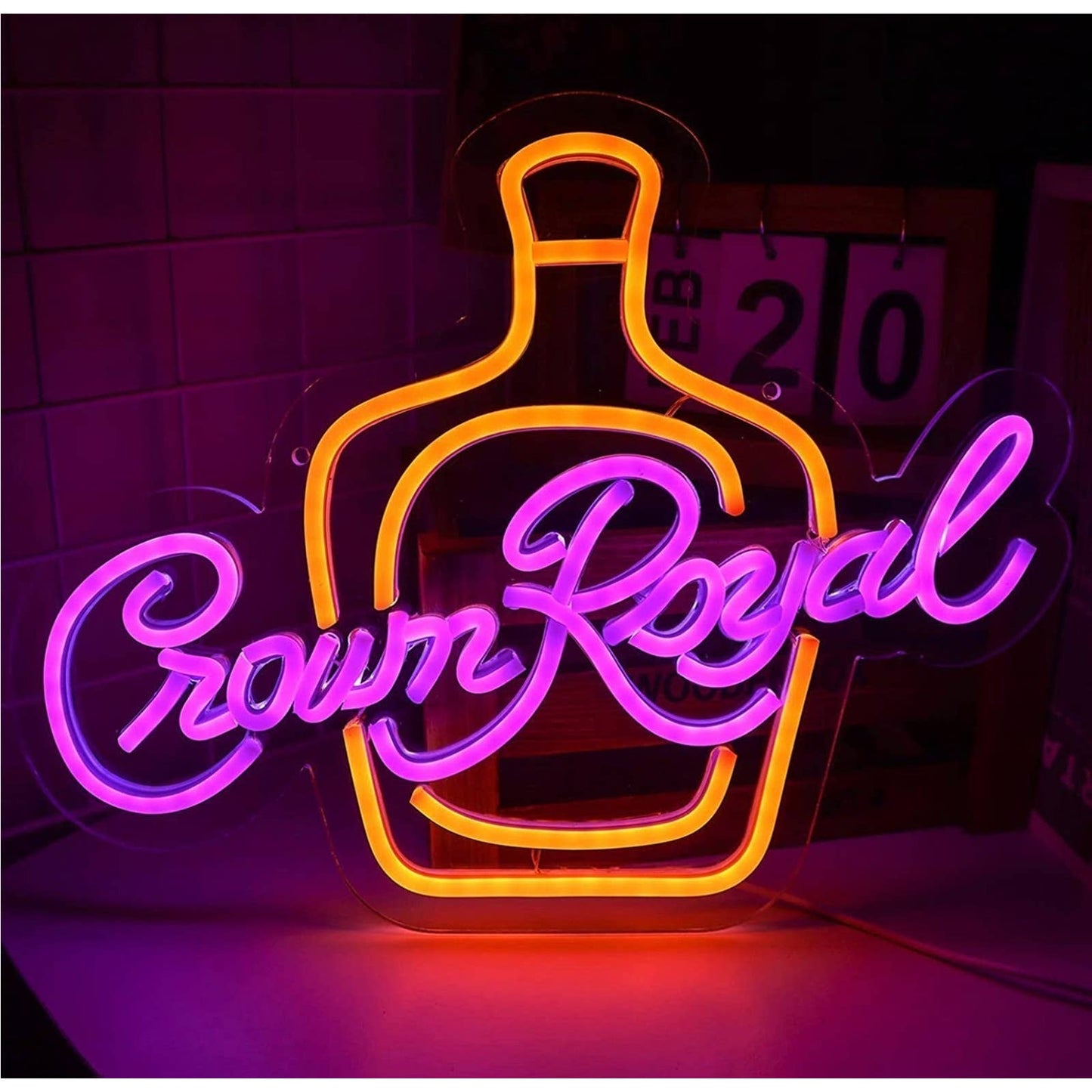 Bright Royal Crown Canadian Whisky LED Night Bar Light Room Wall Decor