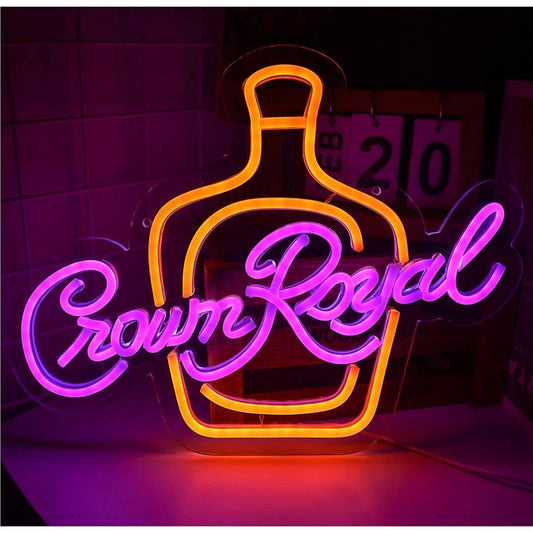 Bright Royal Crown Canadian Whisky LED Night Bar Light Room Wall Decor