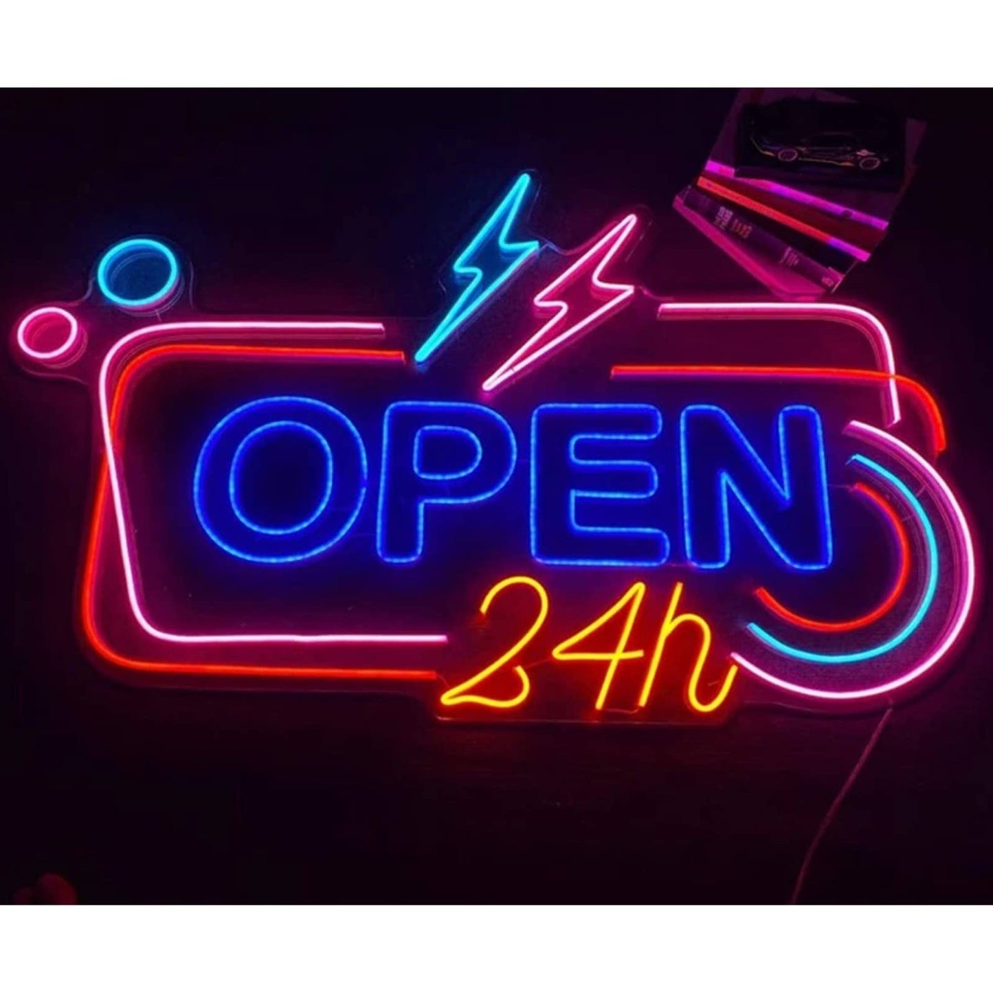 Quality Colorful Bright Unique Open Thunderbolt LED Light Sign Wall Window Decor