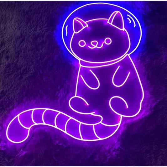 Adorable Bright Astronaut Space Kitty Cat LED Night Light Room Wall Decoration