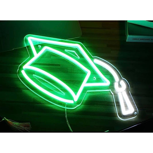 Lovely Bright Green Graduation Cap LED Night Light Celebration Decoration