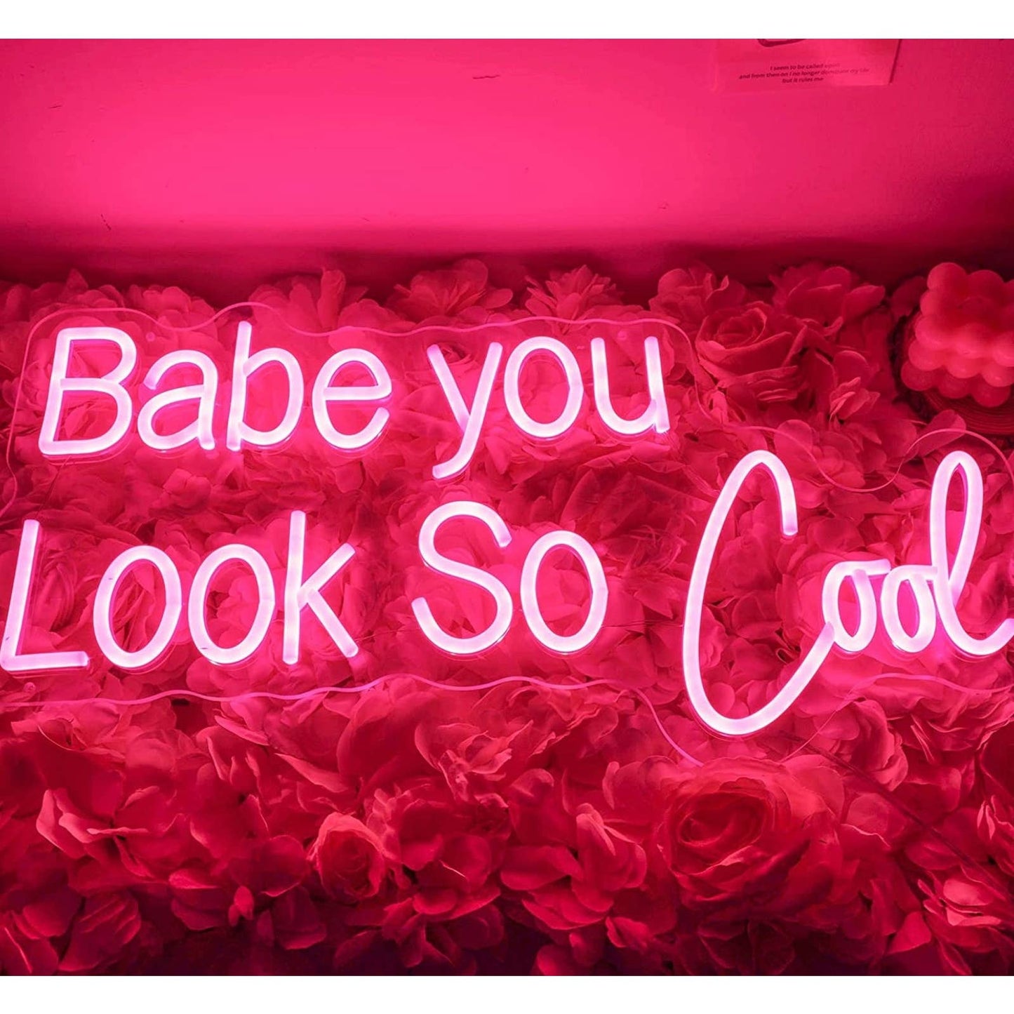 Lovely Vivid Bright Pink “Babe You Are So Cool” LED Night Light Room Wall Decor
