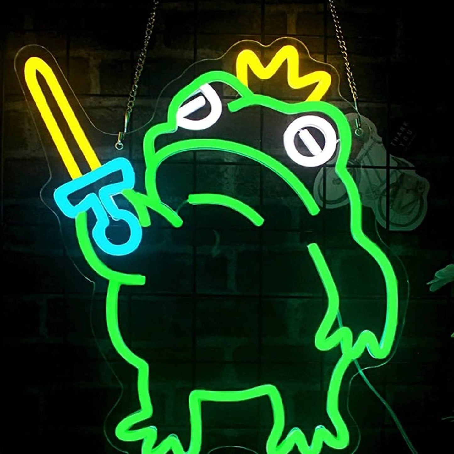 Fun Bright Green King Toad w/ Crown & Sword LED Night Light Frog Decor