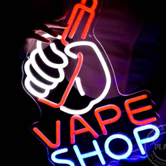 Vivid Bright Red / Blue Vape Shop LED Night Light Room Wall Decor