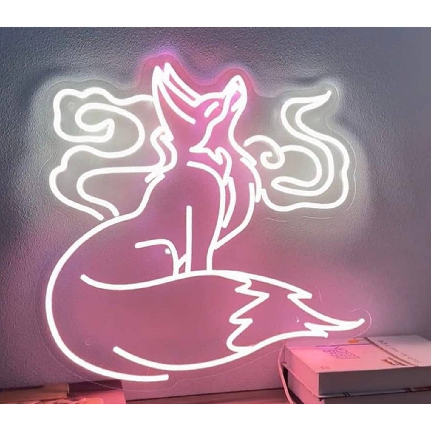 Lovely Bright Pink Mystic Fox LED Night Light Room Wall Decoration