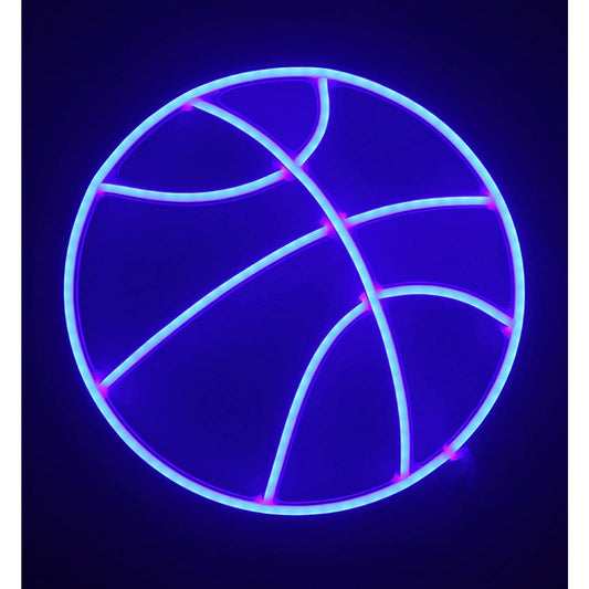 Fun Bright Blue Basketball LED Night Light Room Wall Sport NBA Decoration