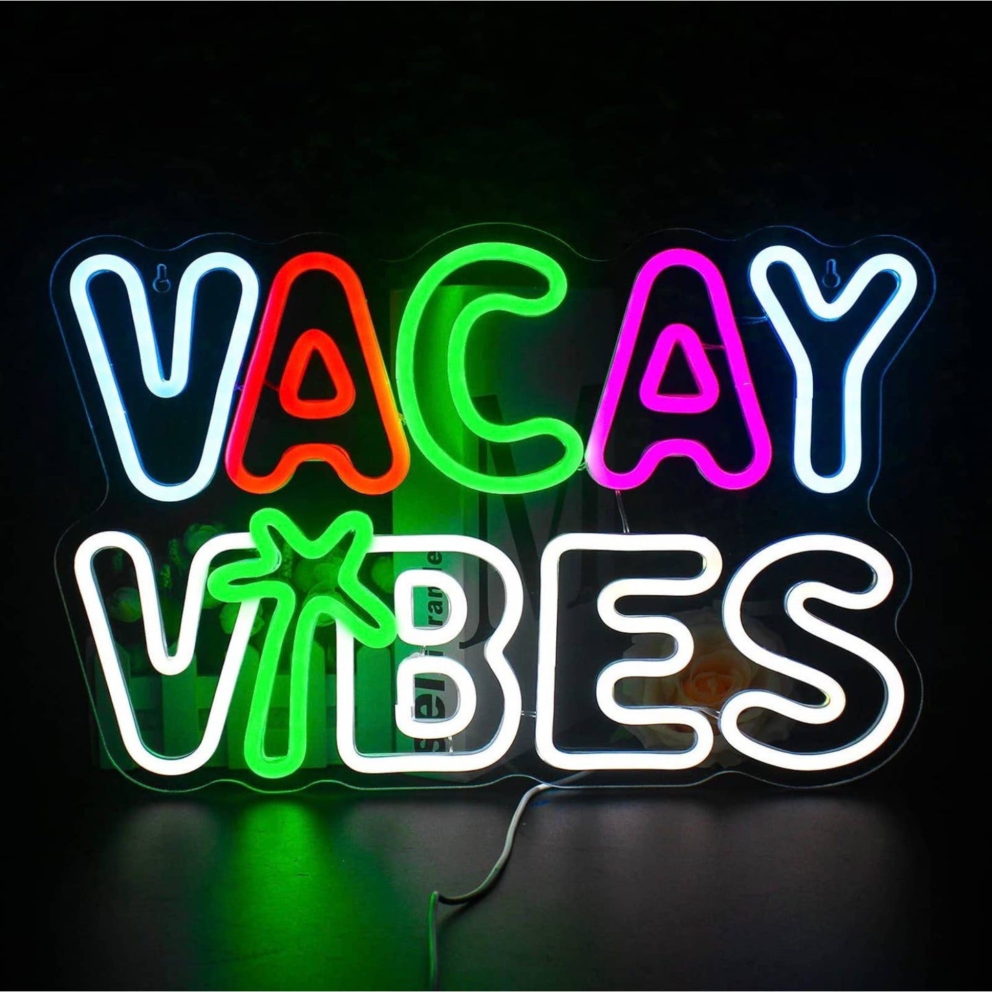 Fun Bright Colorful “Vacay Vibes” LED Night Light Room Wall Decoration