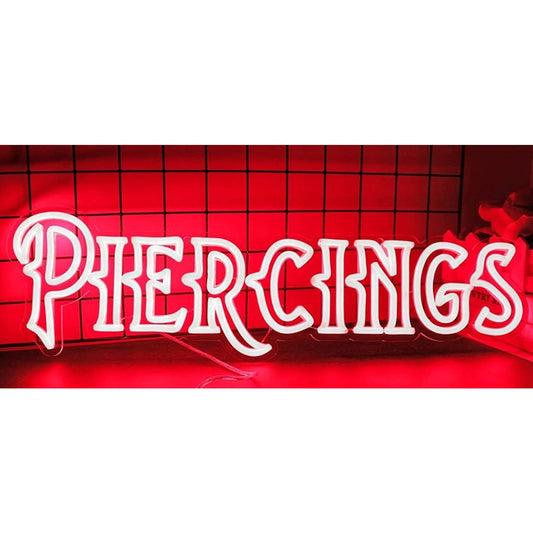 Large Vivid Bright Red Piercings LED Night Light Shop Store Wall Sign