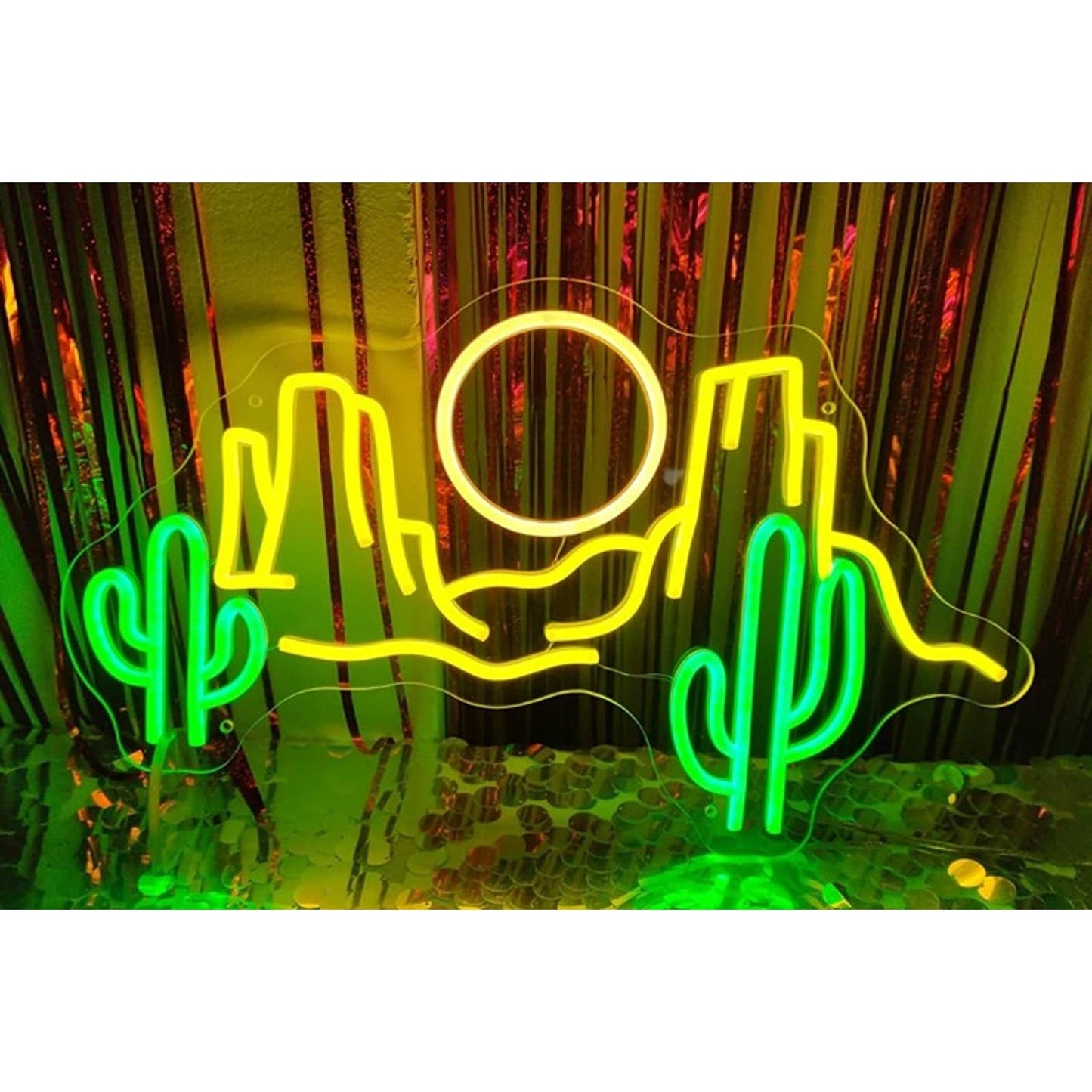 Vivid Bright Arizona / Las Vegas Desert Cactus Sun LED Night Light Decor