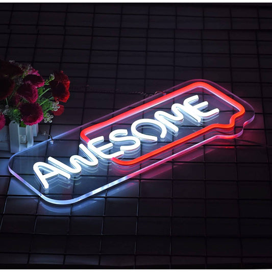 Bright Red Text Bubble Awesome LED Night Light Room Wall Decor