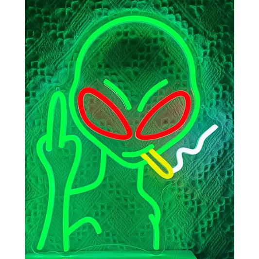 Fun Bright Green Red Eyed Alien LED Night Light Room Wall Decor