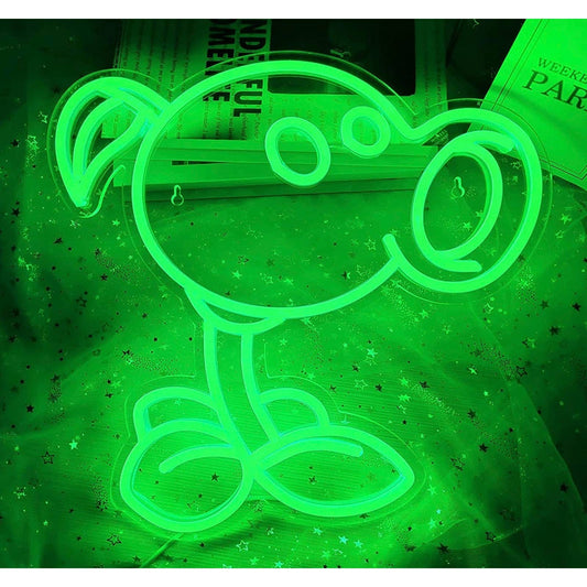 Fun Bright Green Plants Vs. Zombies Pea Shooter LED Night Light Room Wall Decor