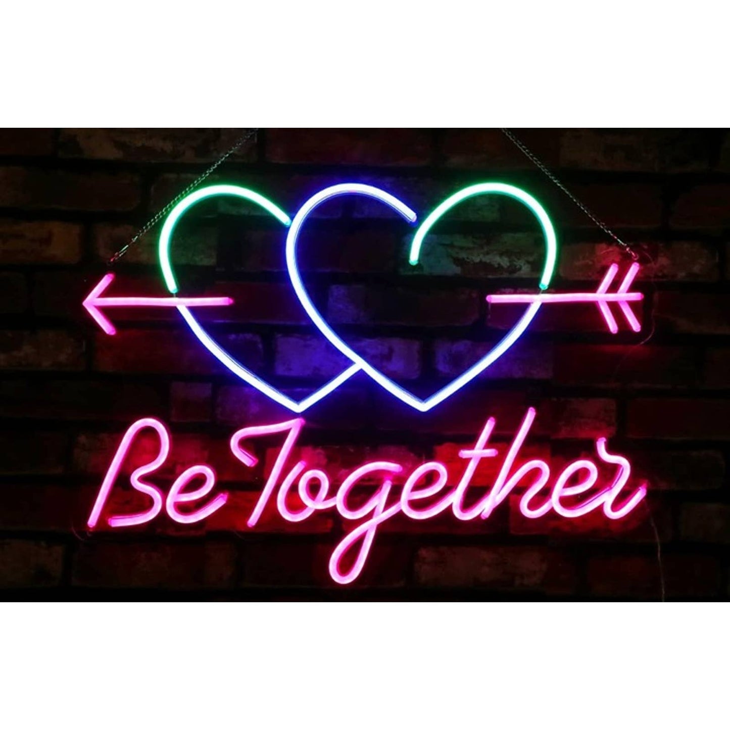 Vivid Bright Double Heart “BeTogether” Love Arrow LED Night Light Decoration
