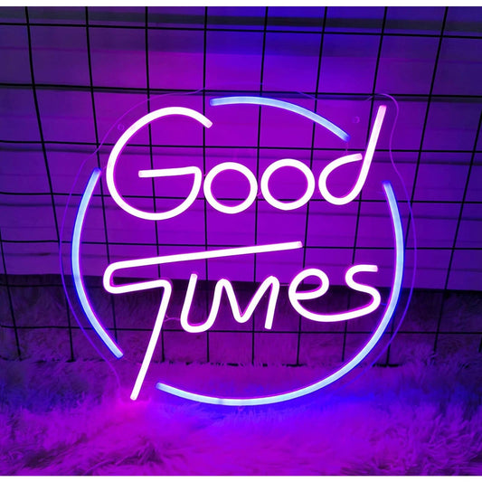 Vivid Pink / Blue Good Times LED Night Light Party Room Wall Decoration