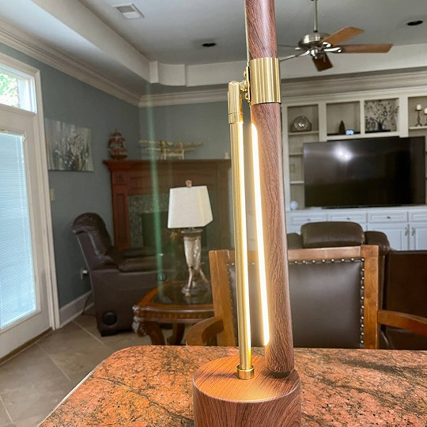 Unique Luxury Designed LED Touch Warm and Cool Light Faux Wood Lamp