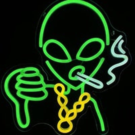 Fun Bright Green Cool Alien Thumbs Down LED Night Light Room Wall Decoration