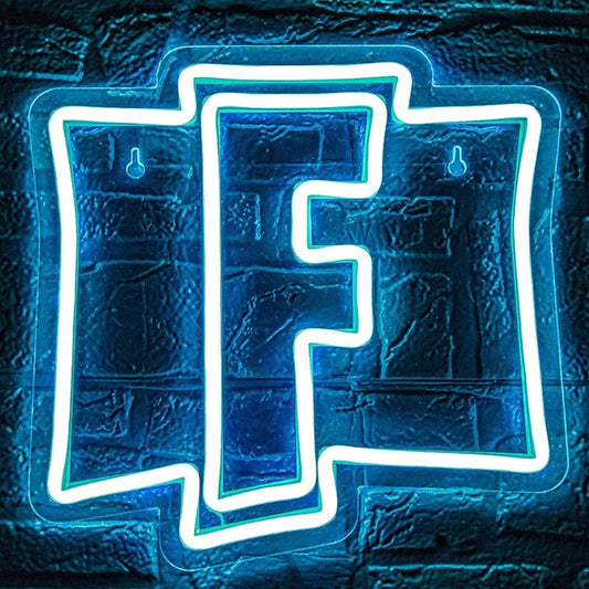 Fun Bright Blue Fortnite Logo LED Night Light Video Game Room Wall Decor