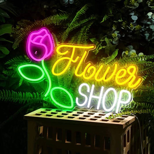 Gorgeous Bright Colorful Flower Shop LED Night Light Room Wall Decoration